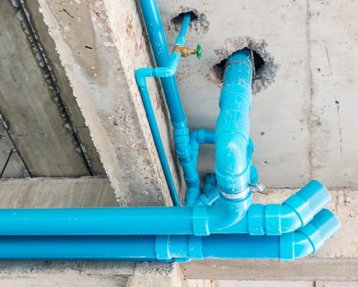 Blue,Pvc,Pipe,With,Wall